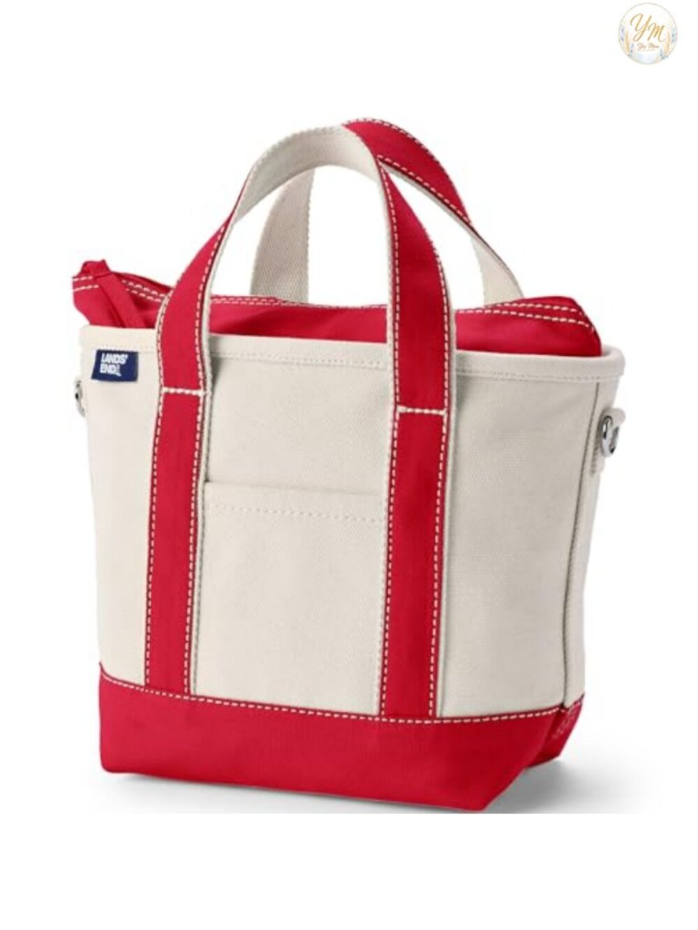 Land's End Zip Canvas Tote Bag Cotton Travel Everyday Carryall